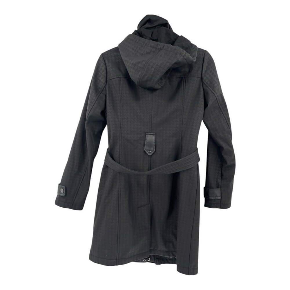MICHAEL MICHAEL KORS Women's Black Subtle Herringbone Belted Hooded Coat XS - Picture 6 of 6
